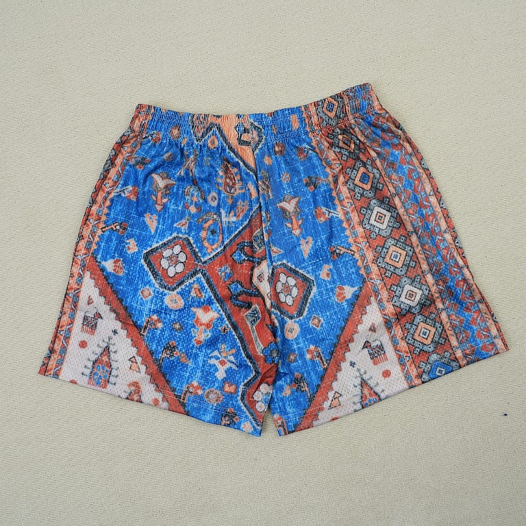 Eric Emanuel EE Basic Rug Print Short White/Blue/Tan - 16