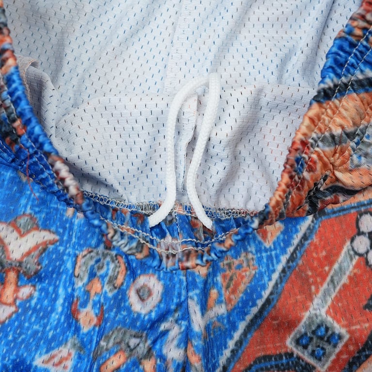 Eric Emanuel EE Basic Rug Print Short White/Blue/Tan - 5