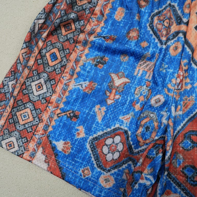 Eric Emanuel EE Basic Rug Print Short White/Blue/Tan - 6