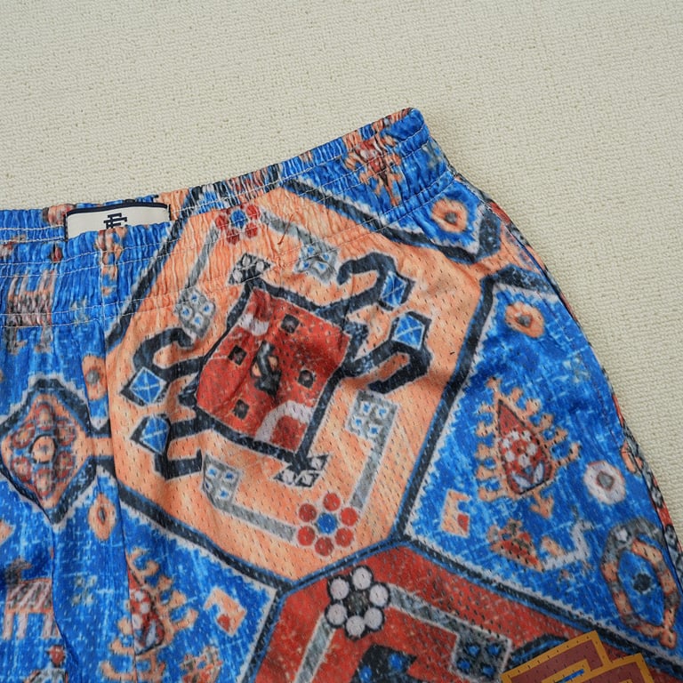 Eric Emanuel EE Basic Rug Print Short White/Blue/Tan - 8