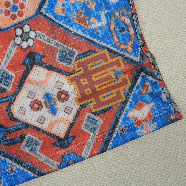 Eric Emanuel EE Basic Rug Print Short White/Blue/Tan - 9