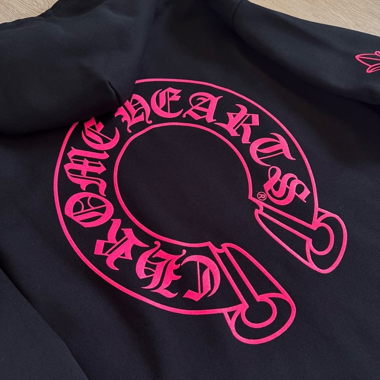 Chrome Hearts Pink Floral Zip Hoodie Black - 15