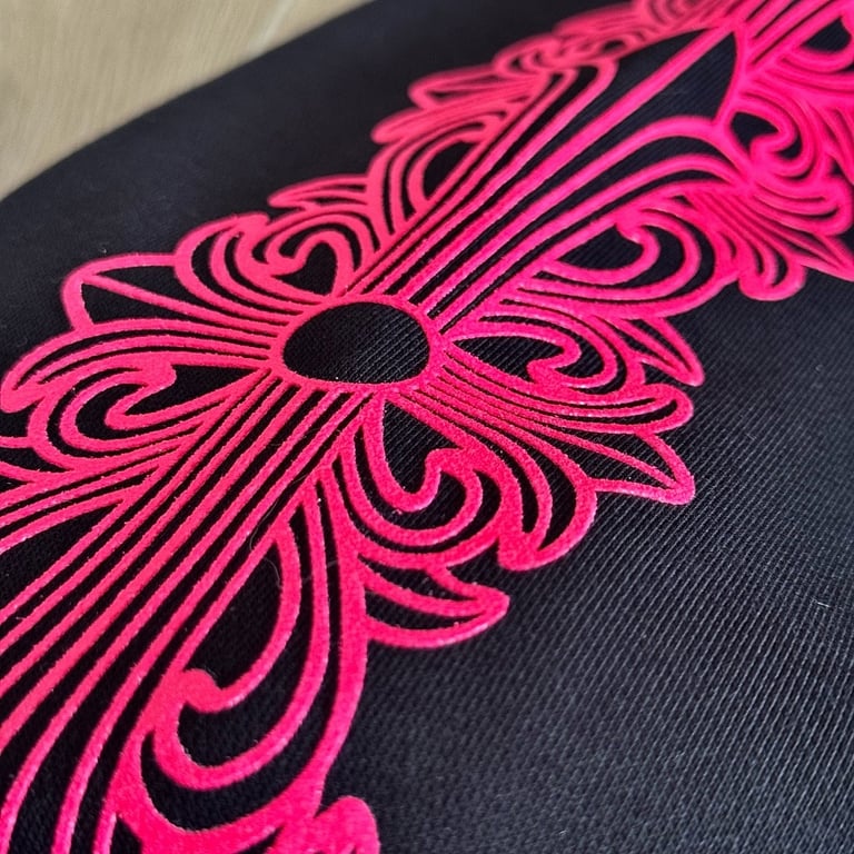 Chrome Hearts Pink Floral Zip Hoodie Black - 6
