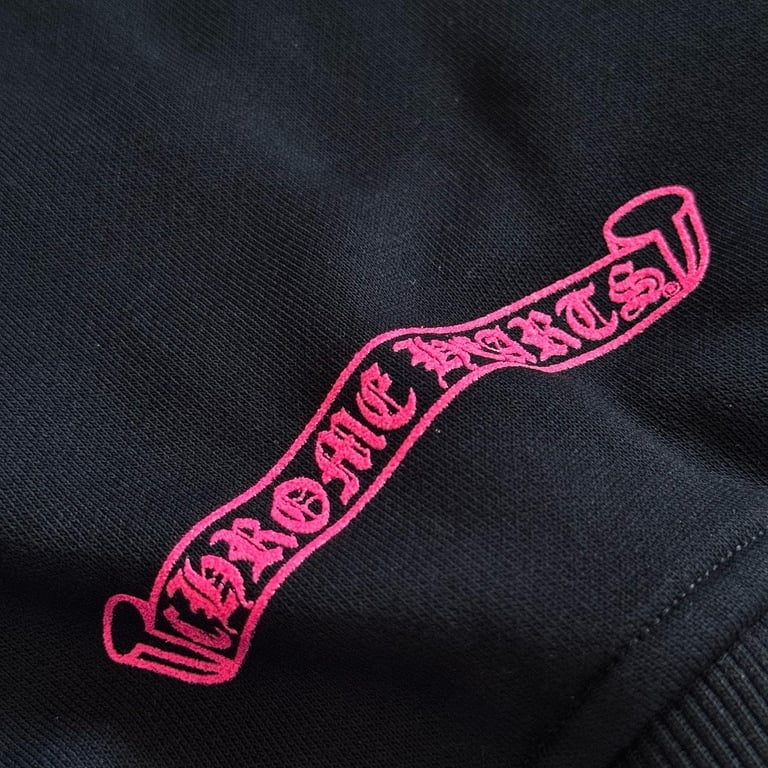 Chrome Hearts Pink Floral Zip Hoodie Black - 8