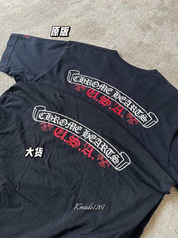 Chrome Hearts USA Scroll Logo T-Shirt Black - 3