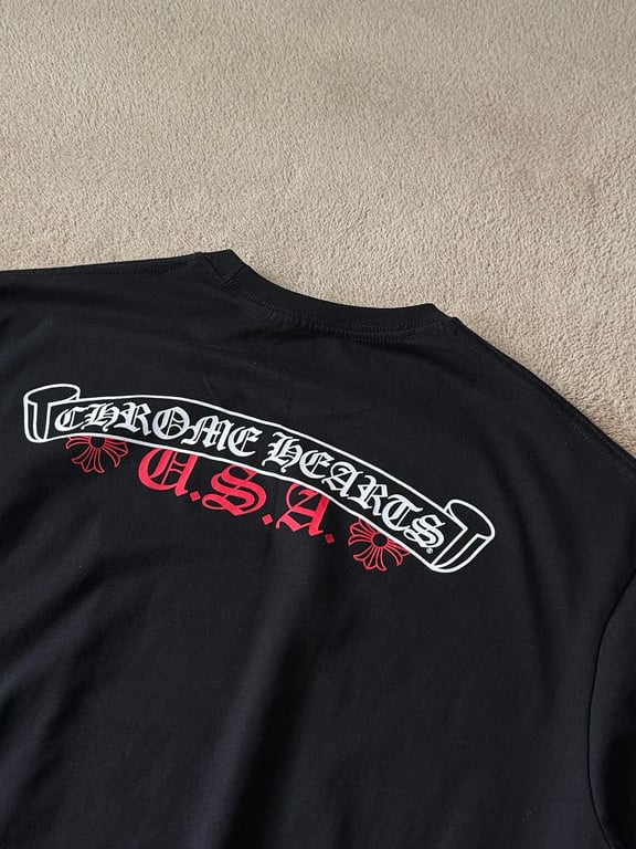 Chrome Hearts USA Scroll Logo T-Shirt Black - 6