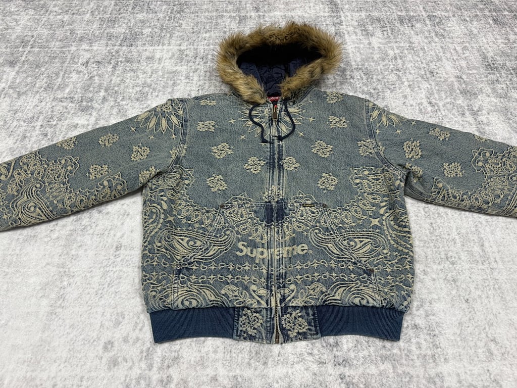 Supreme Paisley Denim Hooded Jacket & Pants Set - 42