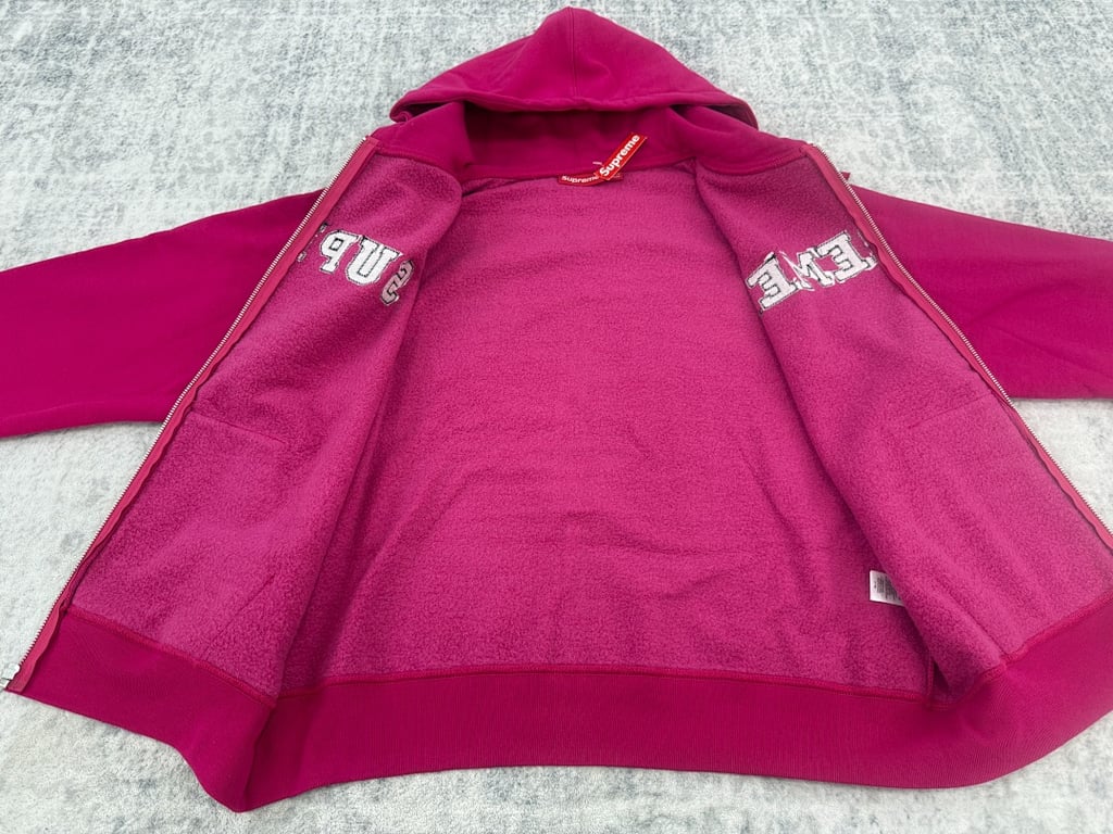 Supreme FW25 Classic Logo Zip Up Hoodie Pink - 20