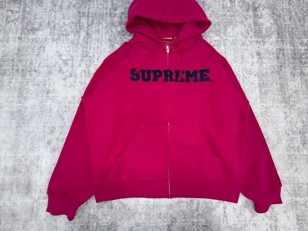Supreme FW25 Classic Logo Zip Up Hoodie Pink - 3