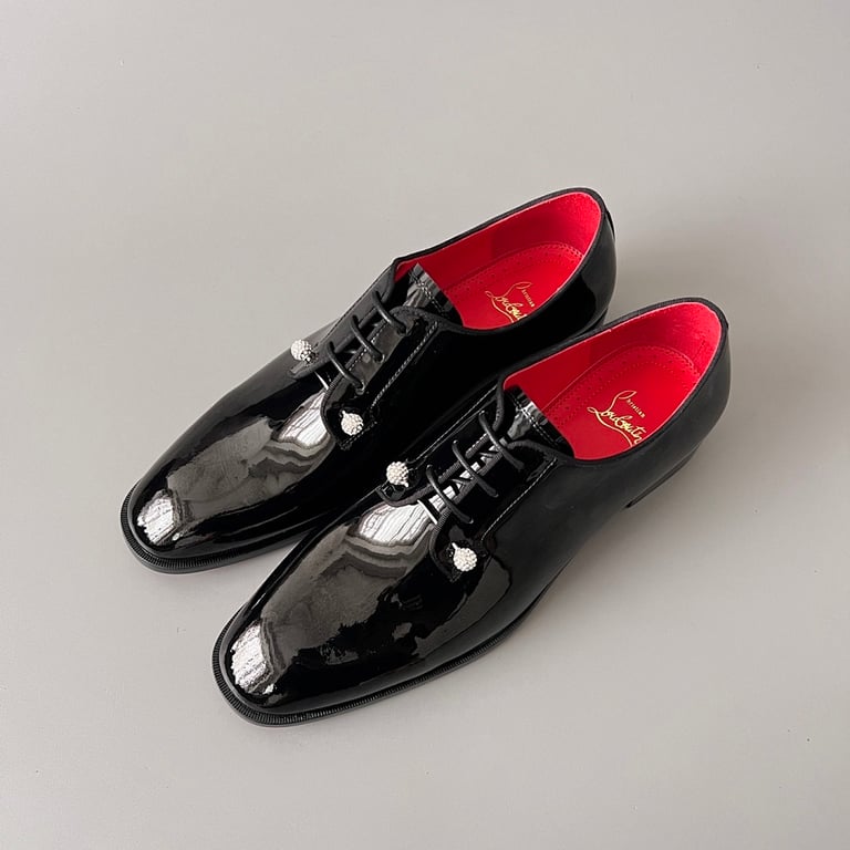 Christian Louboutin Patent Leather Derbies Black