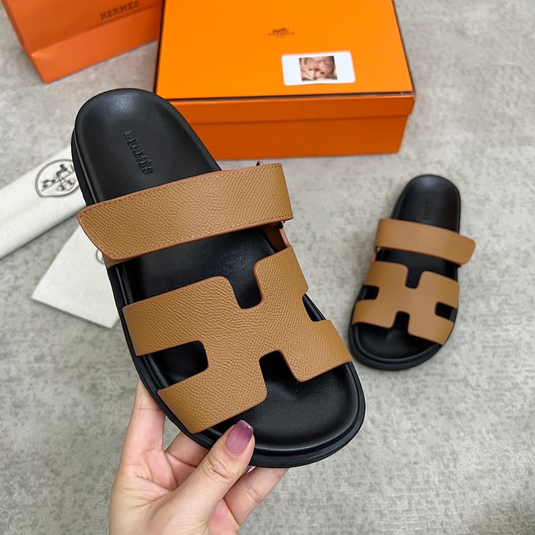 Hermès Chypre Sandals Brown Black - 8