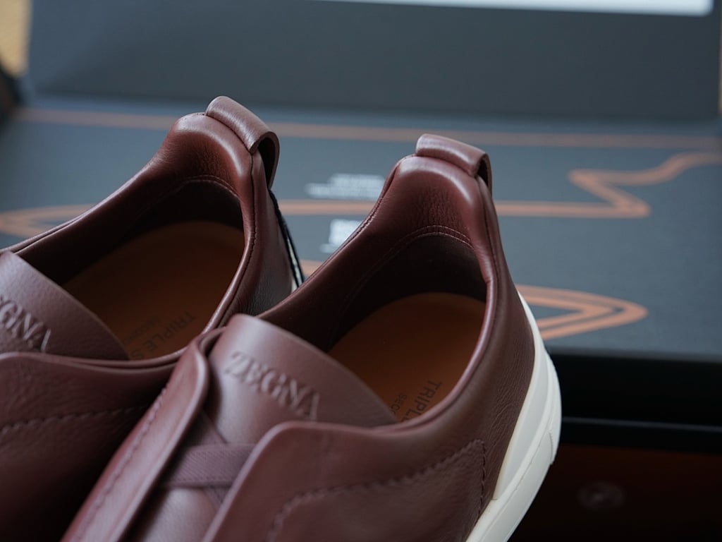 Zegna Triple Stitch Burgundy Leather - 4