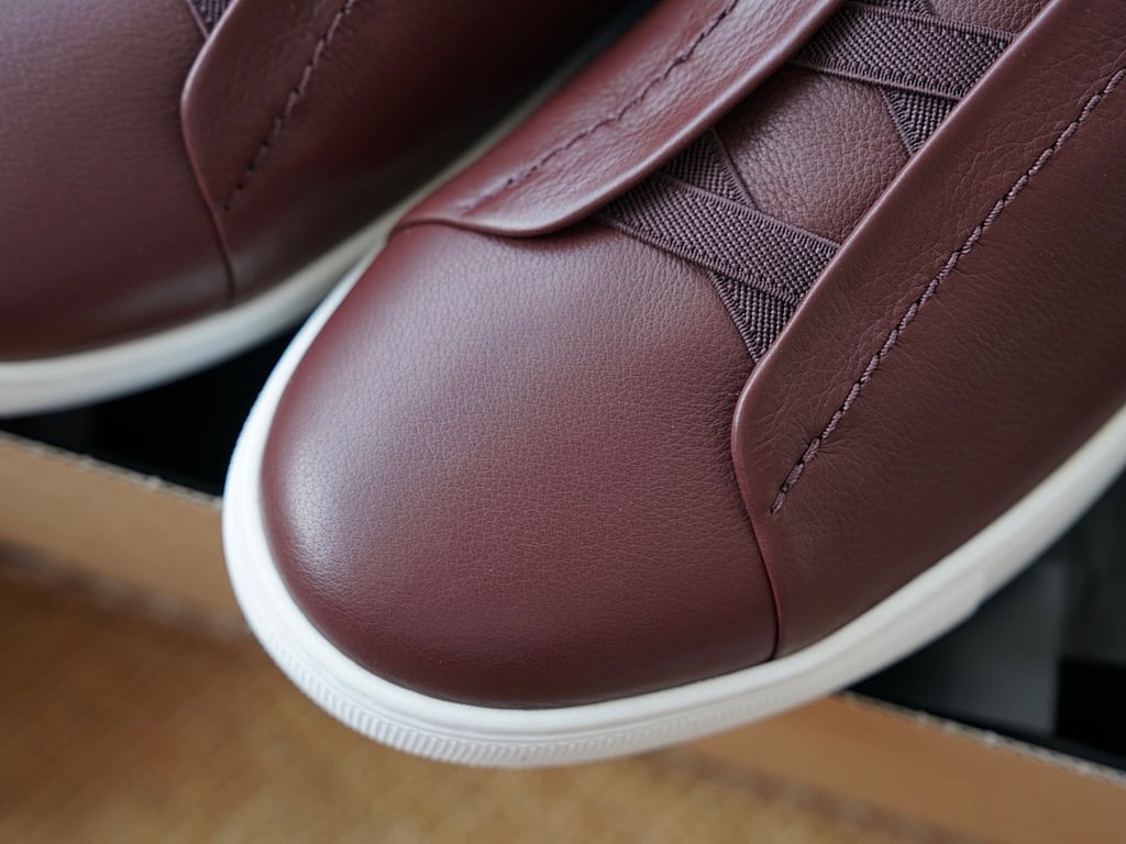 Zegna Triple Stitch Burgundy Leather - 6