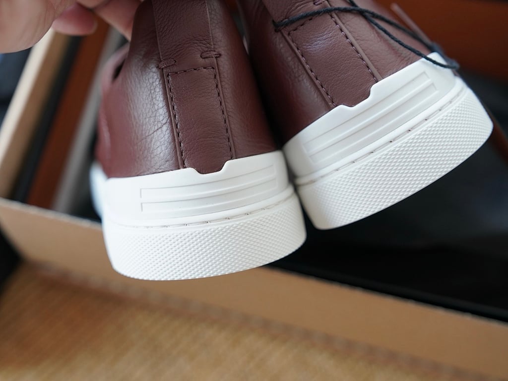Zegna Triple Stitch Burgundy Leather - 9