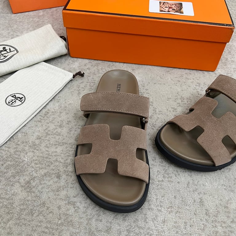 Hermès Chypre Sandals Taupe Suede - 8