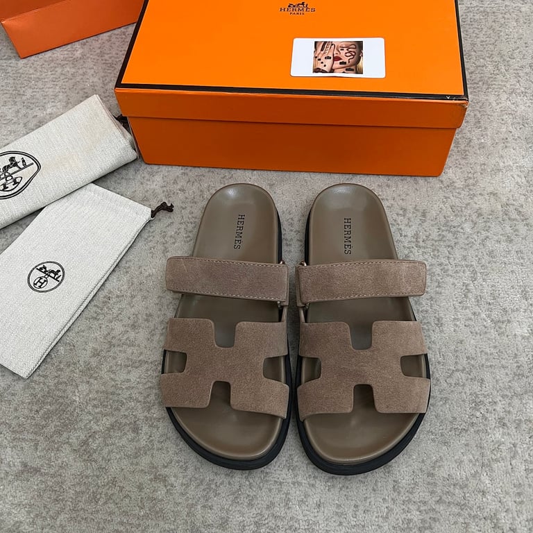 Hermès Chypre Sandals Taupe Suede - 10