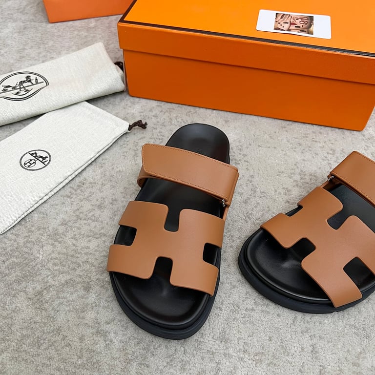 Hermès Chypre Sandals Tan Black - 8