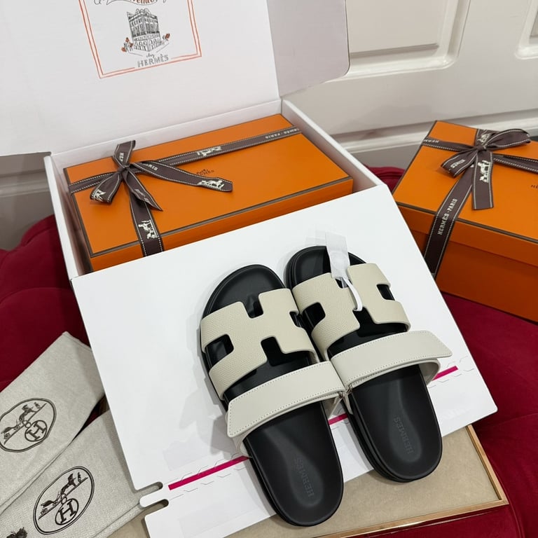 Hermès Chypre Sandals Cream Black - 3