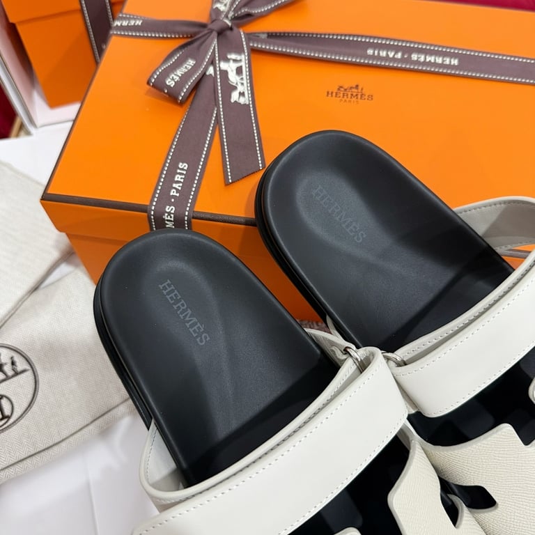 Hermès Chypre Sandals Cream Black - 5