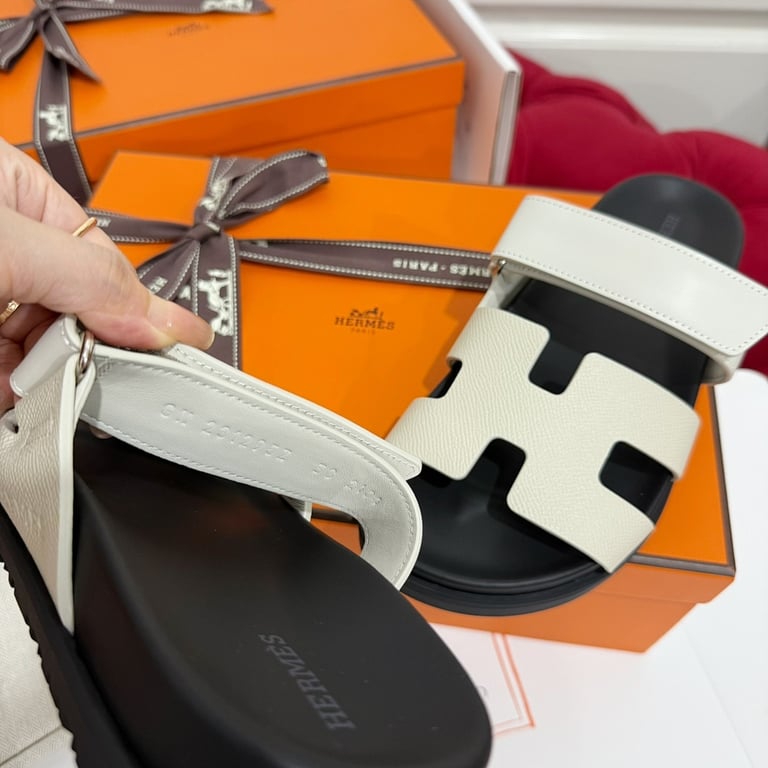 Hermès Chypre Sandals Cream Black - 8