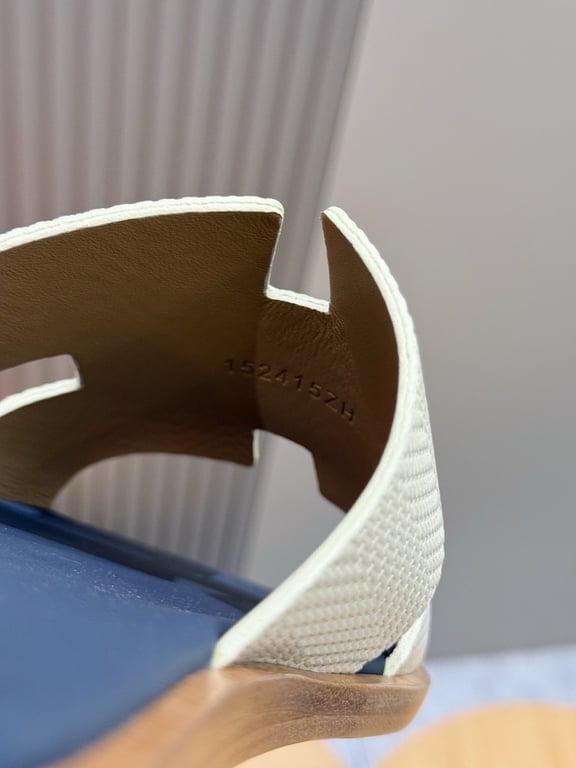 Hermès Izmir Sandals White Blue - 7