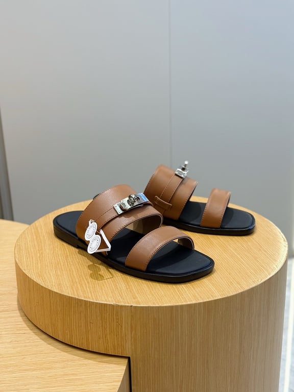 Hermès Empire Sandals Brown Leather - 3