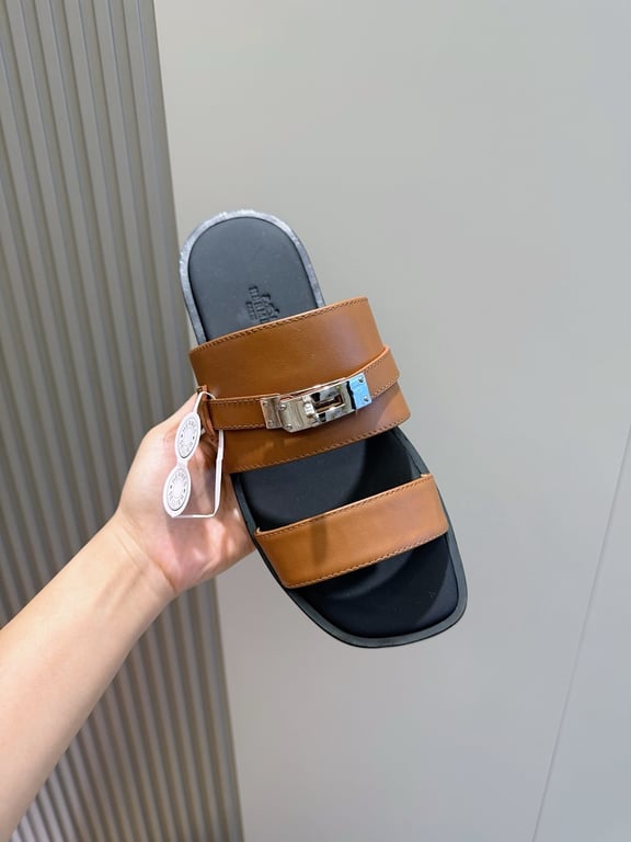 Hermès Empire Sandals Brown Leather - 4