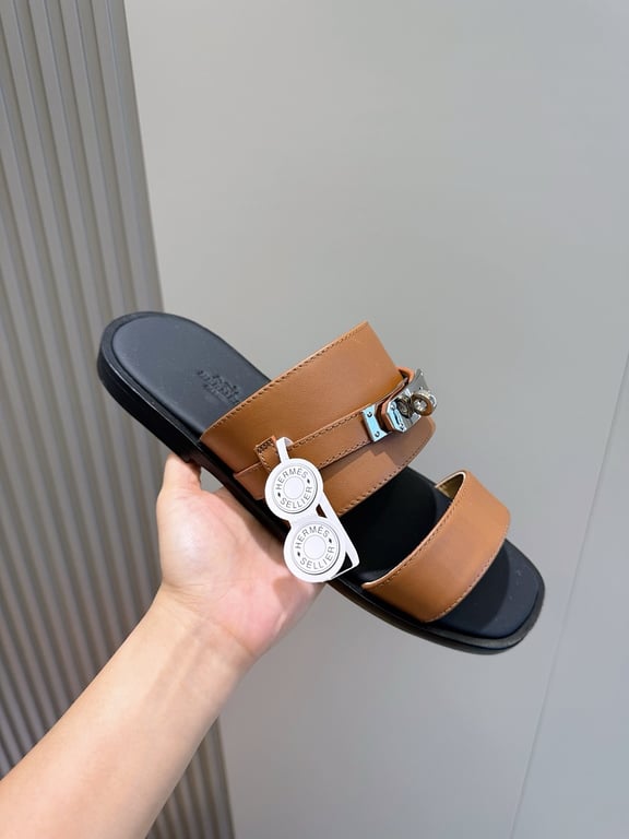 Hermès Empire Sandals Brown Leather - 5