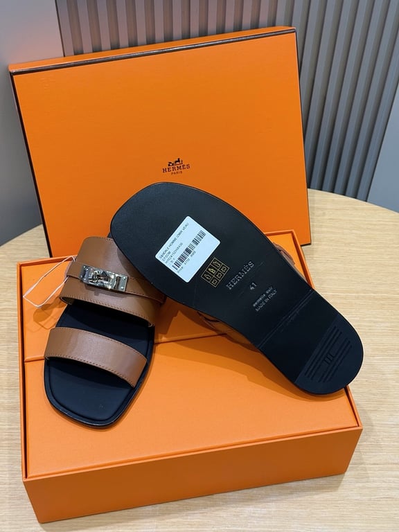 Hermès Empire Sandals Brown Leather - 6
