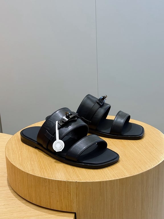 Hermès Empire Sandals Black Leather - 4