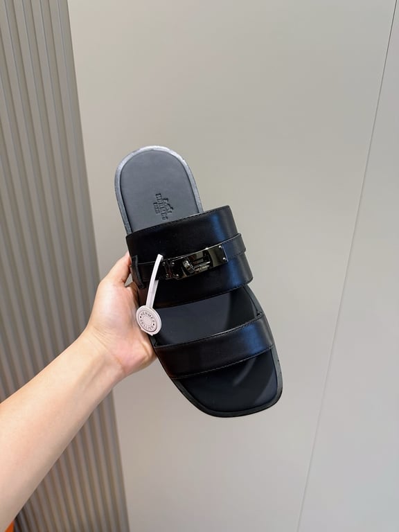 Hermès Empire Sandals Black Leather - 5