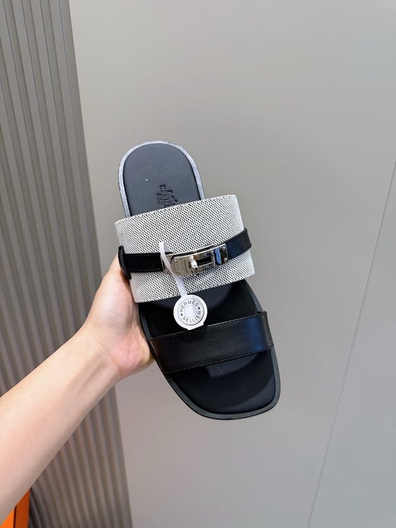 Hermès Empire Sandals Black White - 5