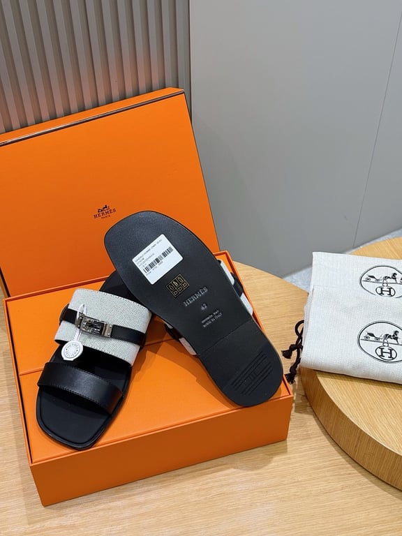 Hermès Empire Sandals Black White - 7