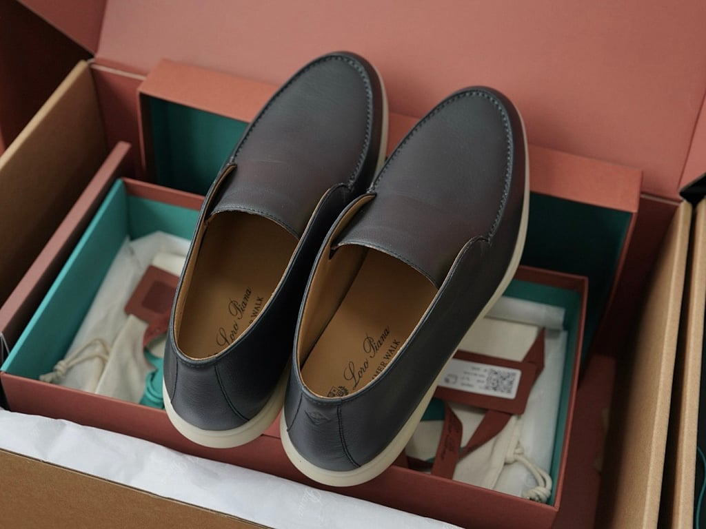 Loro Piana Open Walk Navy Leather - 3