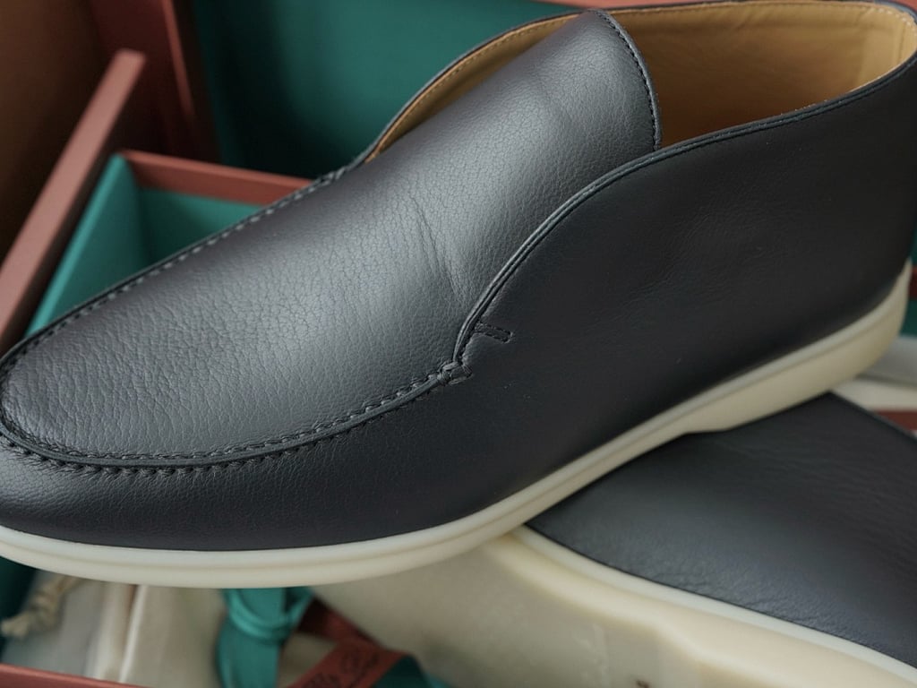 Loro Piana Open Walk Navy Leather - 7