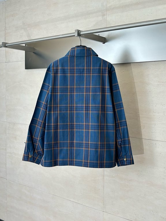 Balenciaga Plaid Zip-Up Jacket Blue - 4