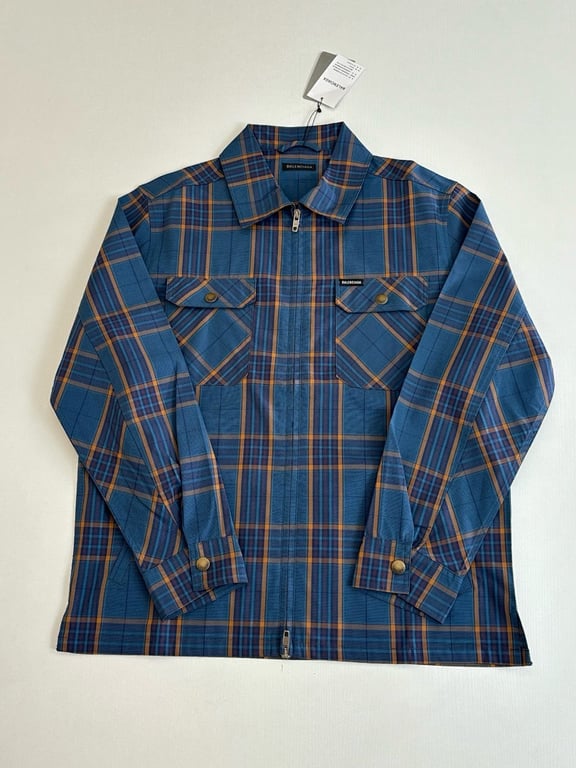 Balenciaga Plaid Zip-Up Jacket Blue - 5