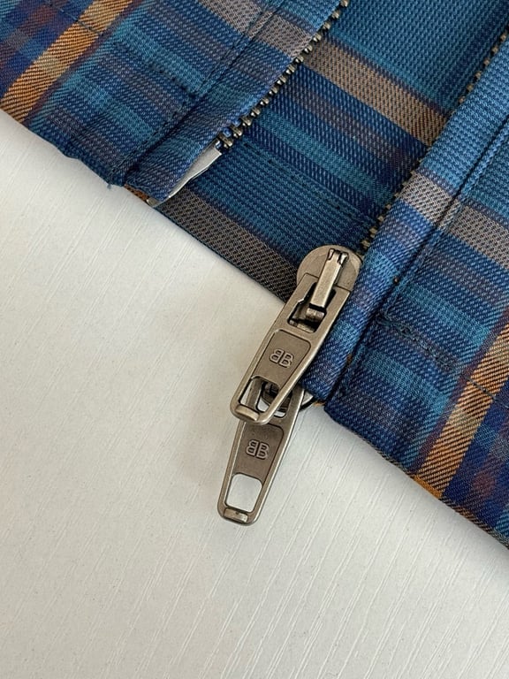 Balenciaga Plaid Zip-Up Jacket Blue - 9