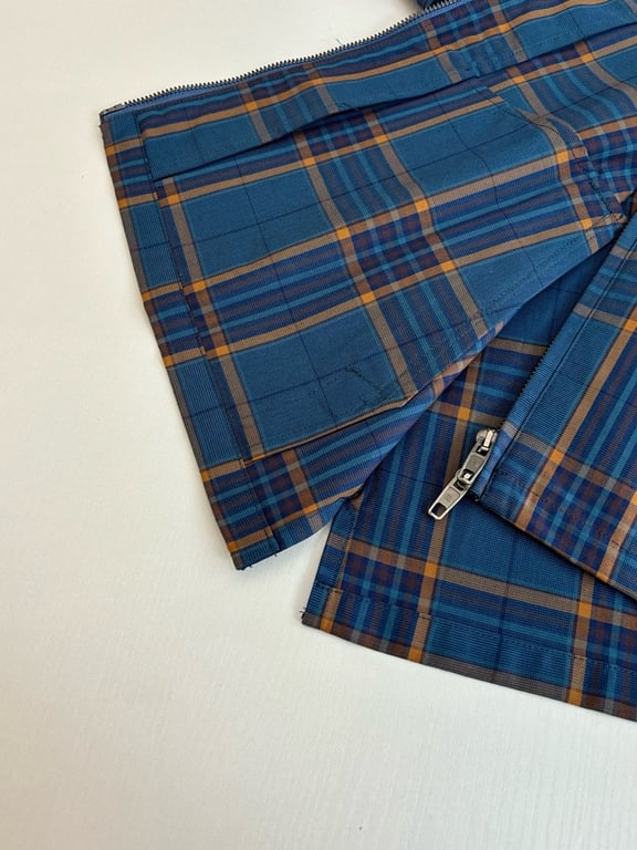Balenciaga Plaid Zip-Up Jacket Blue - 10