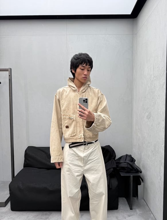 Balenciaga Hooded Denim Jacket Beige - 4