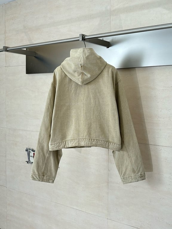 Balenciaga Hooded Denim Jacket Beige - 5