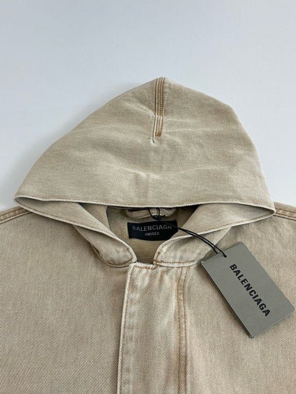Balenciaga Hooded Denim Jacket Beige - 7