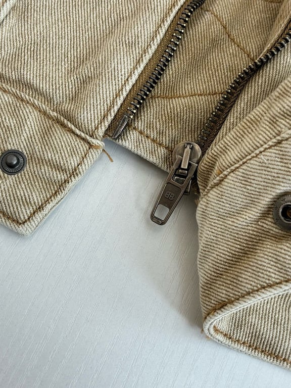 Balenciaga Hooded Denim Jacket Beige - 10
