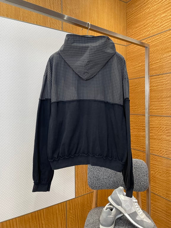 Balenciaga Hybrid Plaid Zip-Up Hoodie Black - 12