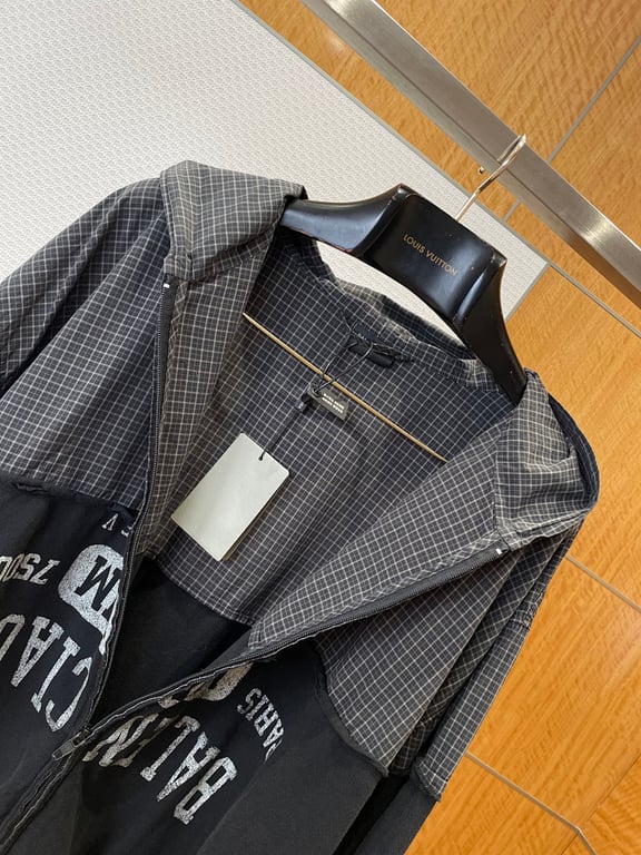 Balenciaga Hybrid Plaid Zip-Up Hoodie Black - 7