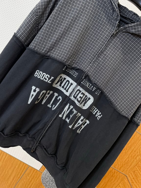 Balenciaga Hybrid Plaid Zip-Up Hoodie Black - 10