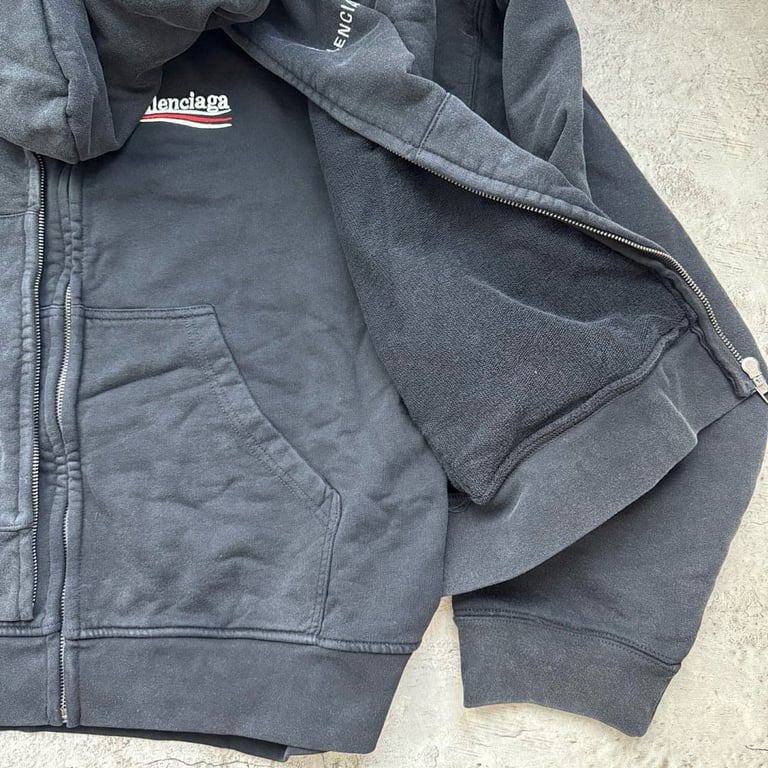 Balenciaga Logo Zip-Up Hoodie Black - 11