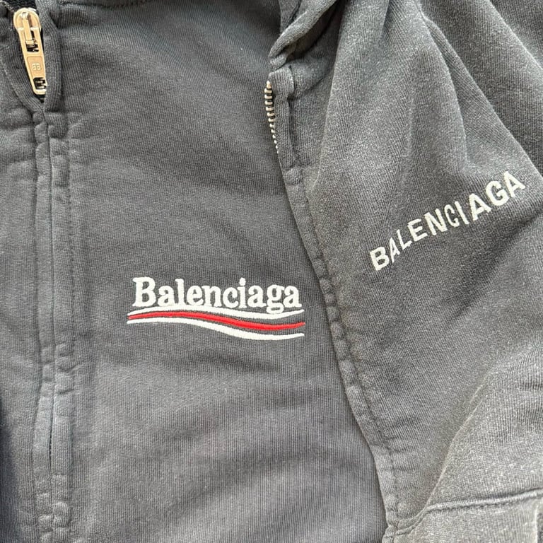 Balenciaga Logo Zip-Up Hoodie Black - 12