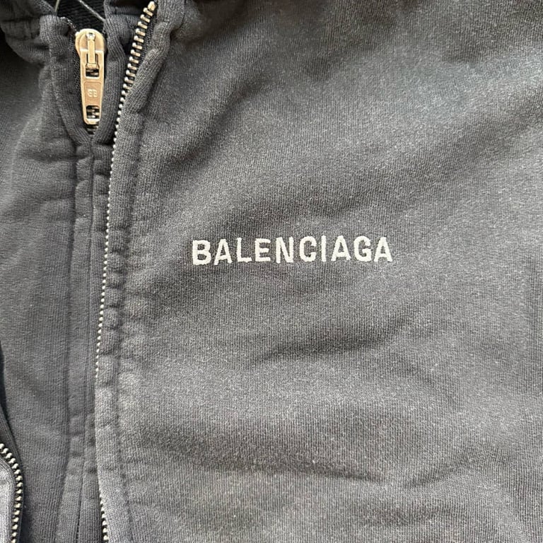 Balenciaga Logo Zip-Up Hoodie Black - 13