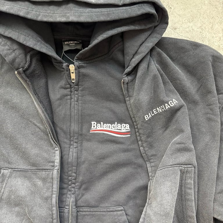 Balenciaga Logo Zip-Up Hoodie Black - 14